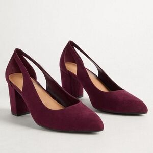 Elegant Burgundy Block Heel Pumps
